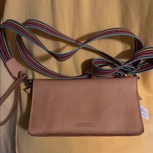 Consuela Leather Crossbody Bag with Multicolor Strap Diego Uptown